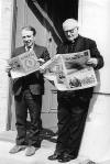 Mike Kearney & The Reverend Clenaghan last padre to the Connaught Rangers.  Antrim N I  1976